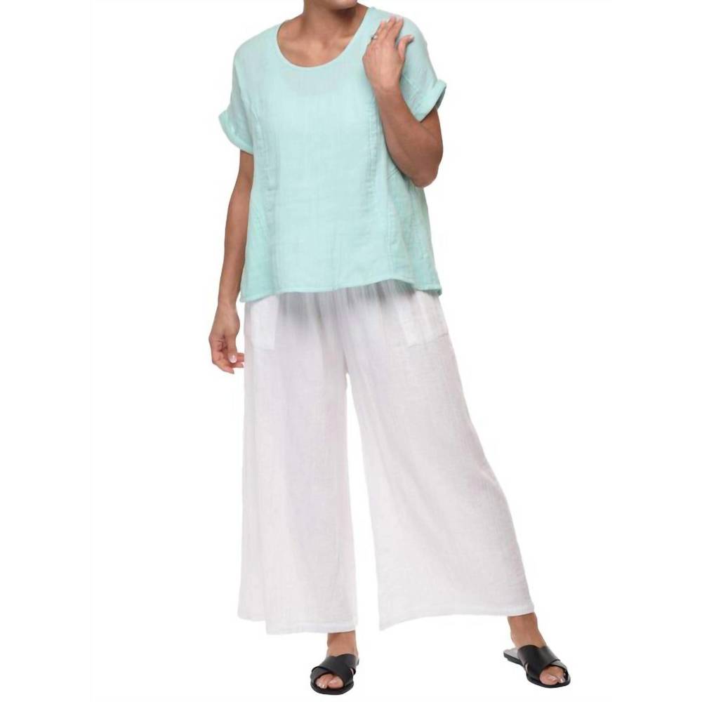 NEW TULIP CLOTHING destination top in aqua